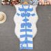Women's Clothing Tassel Edge V Neck Knitted Dress Slim Fit Temperament Slit Striped Color Long Skirt_ecoleips.com