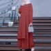2025 Muslim Solid Color Women's Two-Piece Casual Loose Long Sleeve Wide-Leg Pants Set_ecoleips.com