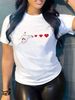European And American Cross-border Foreign Trade Wholesale Clothing, Fun Heart-print Round-neck Plus-size Short-sleeve_ecoleips.com