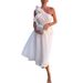 Women's Clothing Summer New Fashion Sexy Solid Color Oblique Shoulder Backless Dress Female_ecoleips.com