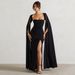Women’s Clothing New Dress Square Collar Mopping Long Sleeves High Slit Solid Color Sexy Dress_ecoleips.com