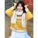 girl Korean Style Sweet Cute Round Neck Embroidered Fair Isle Sweater Female Students, Loose Thickened Pullover Knitwear For_ecoleips.com