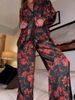 Women's spring and autumn pure cotton jacquard gauze pajamas thin loose long sleeved trousers home clothes suit retro casual_ecoleips.com