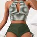 Striped High Waist Simple Style Bikini Swimsuit Sexy Suit Women's Clothes_ecoleips.com