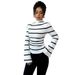 Women's Striped Knit Top - Stand Collar Long Sleeve Casual Shirt (Breathable Cotton, Spring Summer Essential, Comfort Fit)_ecoleips.com