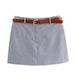 Aria Basics Aria Basics 10533-Summer New Women's Clothing European And American Style Striped Casual Shorts With Belt For Women_ecoleips.com