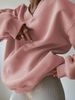 K New Women's Casual Clothing Solid Color Long Sleeve Round Neck Sweatshirt Loose Large Size Sports Shirt_ecoleips.com