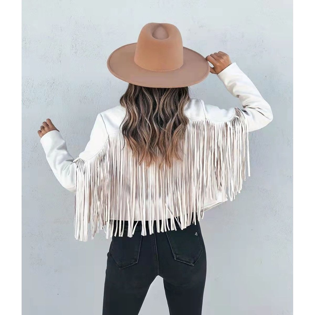 Women's Clothing Autumn New Slim Tops Long Sleeved Printed Tassel Jacket_ecoleips.com