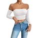 Women's Clothing Camisole Sexy Cropped Top Strapless Design Waist Cinching Short Sleeved For Formal & Casual For Women_ecoleips.com