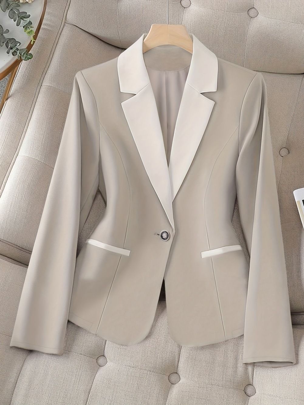 Women's Clothing Elegant Fashion Patchwork Long Sleeved Women's Suit Jacket_ecoleips.com