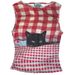Vintage French Y2k Millennium Hot Girl Red Checkered Black Cat Printed Slimming Tank Top Strap_ecoleips.com