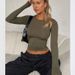 Aria Basics Aria Basics Popular Fashion Casual Long Sleeve Spring Autumn Solid Color Slim Fit Pullover T-Shirt Women's Streetwear Base Shirt Top_ecoleips.com