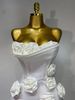 Women Sexy Bodycon Dress Fashion White Elegant Strapless Flower Slim Dress Casual Streetwear Club Birthday Party Dresses 4DUQ_ecoleips.com