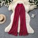 Korean Style High Waisted Polka Dot Casual Straight Leg Pants for Women Slimming Versatile Relaxed Fit Summer Bottoms_ecoleips.com