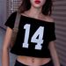 Summer Cross-border American Street Style Unique Hot Girl Digital Print Off-shoulder Cropped Slim-fit T-shirt_ecoleips.com
