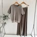 Women's Two Piece Suit European American Style Short Sleeved Jacquard Top Loose Fitting High Waisted Pleated Pants_ecoleips.com