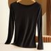 Bottom Shirt T-shirt Women's Inner With Crew Neck Long Sleeve Thin Autumn Clothes Large Size Top Warm Thread Clothes Autumn And Winter Models_ecoleips.com