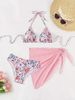 Women's Clothing Floral Lace Up Bikini Swimsuit Provides Comfort And Style For Various Aquatic Activities Women's Two Piece Set Three Piece_ecoleips.com