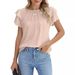 Verve 2025 Women's Formal Casual Summer Pleated Short Sleeve Round Neck Top Business Work Shirt_ecoleips.com