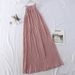 Elegant Halter Neck Maxi Dress – Summer Backless Ruffle Hem Dress For Vacation & Casual Wear (Grey/Black/Khaki/Yellow/Blue/Pink/Brick Red, One Size)_ecoleips.com