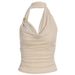Women Fashion Sexy Backless Halter Neck Cowl Neck Camisole Dress Summer Casual Beach Party Evening Club Mini Dress_ecoleips.com
