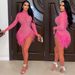 Women's Clothing Sexy Mesh Hot Diamond Bubble Bead Feather Dress_ecoleips.com