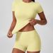 Women's Yoga Suit Set European American Style Spring Summer Short Sleeve Tight Pants High End Sports Fitness Outfit_ecoleips.com