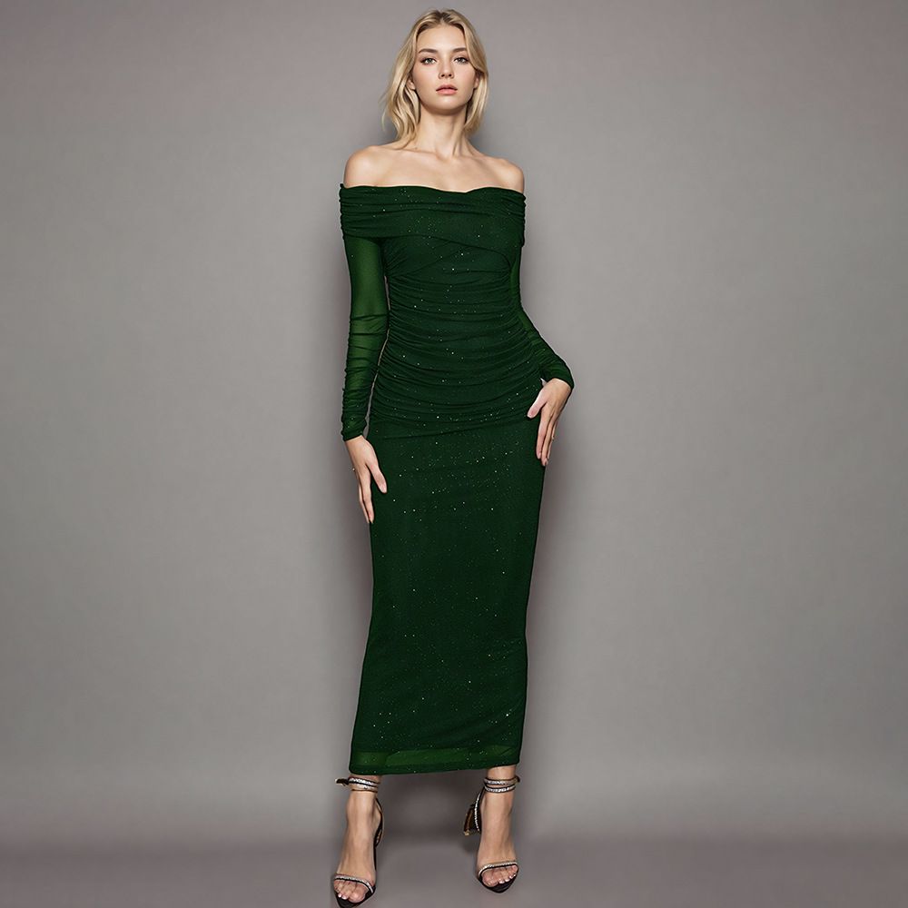 Women’s Clothing autumn new sexy temperament dress tube top long sleeve mesh toast dress long dress_ecoleips.com