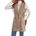 Women's Long Double-Breasted Corduroy Vest Coat With Pockets – Classic Fall/Winter Streetwear In Khaki, Burgundy & Brown_ecoleips.com