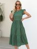 Summer Elegant Women's O Neck Sleeveless Midi High Waist Polka Dot A Line Chic Long Dress For Fashion_ecoleips.com