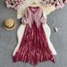 Women's Clothing Summer Design Lotus Leaf Edge Wood Ear Edge Pleated Gold Stamping Heavy Seaside Holiday Dress_ecoleips.com