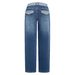 Women's Patchwork Vintage Jeans - Retro High-Waisted Straight Leg Denim Pants With Contrast Stitching_ecoleips.com