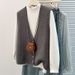 Aria Basics V-neck Knitted Vest Women, Suitable For Spring, Autumn, Winter, 2025 Stylish And Fashionable Vest, Plus-size Cardigan_ecoleips.com