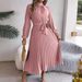 Women's Clothing autumn and winter elegant stand up collar long sleeve waist pleated long skirt small dress _ecoleips.com