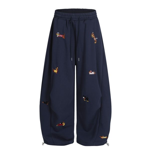 Urban Casual Women's Straight-Leg Pants With Unique Blade-Cut Design & Printed Detailing – Trendy Collection (Grey/Deep Blue/Yellow)_ecoleips.com