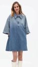 Women's Lapel Loose Fit Denim Midi Dress – Casual Fall Jean Gown 2026_ecoleips.com