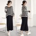 Autumn New Korean Fashion Knitted Strap Two-Piece Maternity Dress_ecoleips.com
