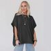 Women's Clothing Summer Solid Color Knitted Oversized Pullover Round Neck Bat Sleeve T Shirt Female_ecoleips.com