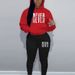 Women's Casual Street Dance Hooded Sweatshirt Autumn Winter Fashion Warm Never Give up Letter Print Sports Set_ecoleips.com