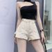 Girl Denim Shorts Women High Waist Split Thin Summer New A-line Petite Straight Loose Super Hot Pants Trendy_ecoleips.com