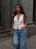 HH Women Elegant Lace Up V-Neck Waistcoat Sleeveless Tie Front Slim Vest Casual Office Wear Retro Y2K Street Fashion Chic Top_ecoleips.com