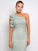 Mozision Shoulder Floral Mesh Ruched Sexy Maxi Dress For Women Gown Oblique Shoulder Sleeveless Backless Bodycon Long Dress_ecoleips.com