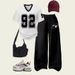 2-Piece Y2K Football Jersey T-Shirt & Straight-Leg Sweatpants Set - Retro Sporty Outfit For Men & Women_ecoleips.com