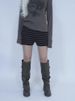 K Fancy Lady Retro Patchwork Striped Elastic Slimming Color Block Drawstring High-Waisted Knit Casual Shorts_ecoleips.com