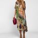Women's Fashion And Casual Leopard Print Color Printed Deep V-Neck Five-Quarter Sleeve Dress_ecoleips.com