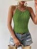 Women's summer clothes new sexy backless hemp pattern lace-up halter top for women_ecoleips.com