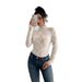 European American Cross-border 2026 Autumn And Winter New Women's Butterfly Jacquard Mesh Slim-fit Stand-up Collar_ecoleips.com