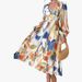 Bohemian Women's Long Sleeve Maxi Dress Floral Print V-Neck High Waist A-Line Casual Flowy Dress_ecoleips.com