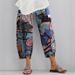 Women's Printed Linen-Cotton Pants – Loose Fit Casual Cropped Trousers With Pockets (S-5XL) – Artistic Floral/Abstract Patterns_ecoleips.com