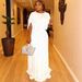 Women's Clothing Women's Elegant One-Shoulder Pleated Long Dress Solid Color Slanted Neck Fitted Waist Style Fashion_ecoleips.com